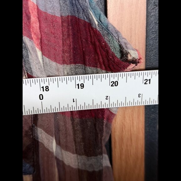 Holding Horses Shirt Dress XL Womens Gauze Knit Front Pocket Plaid Collarless - Picture 3 of 6